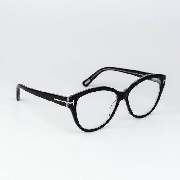 Tom Ford Woman Eyeglasses Black Crystal Blue Light Block Cat Eye FT5954-B 003 - Picture 4 of 11